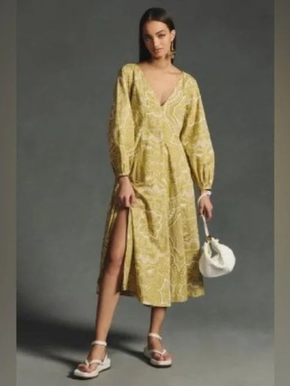 NWT By Anthropologie Long-Sleeve V-Neck Dress
